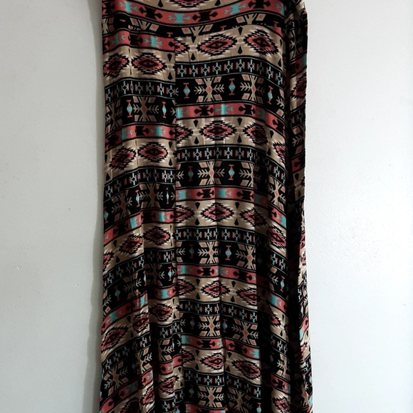 Dresses & Skirts - Orange , blue and cream Aztec Print Maxi Skirt 1X